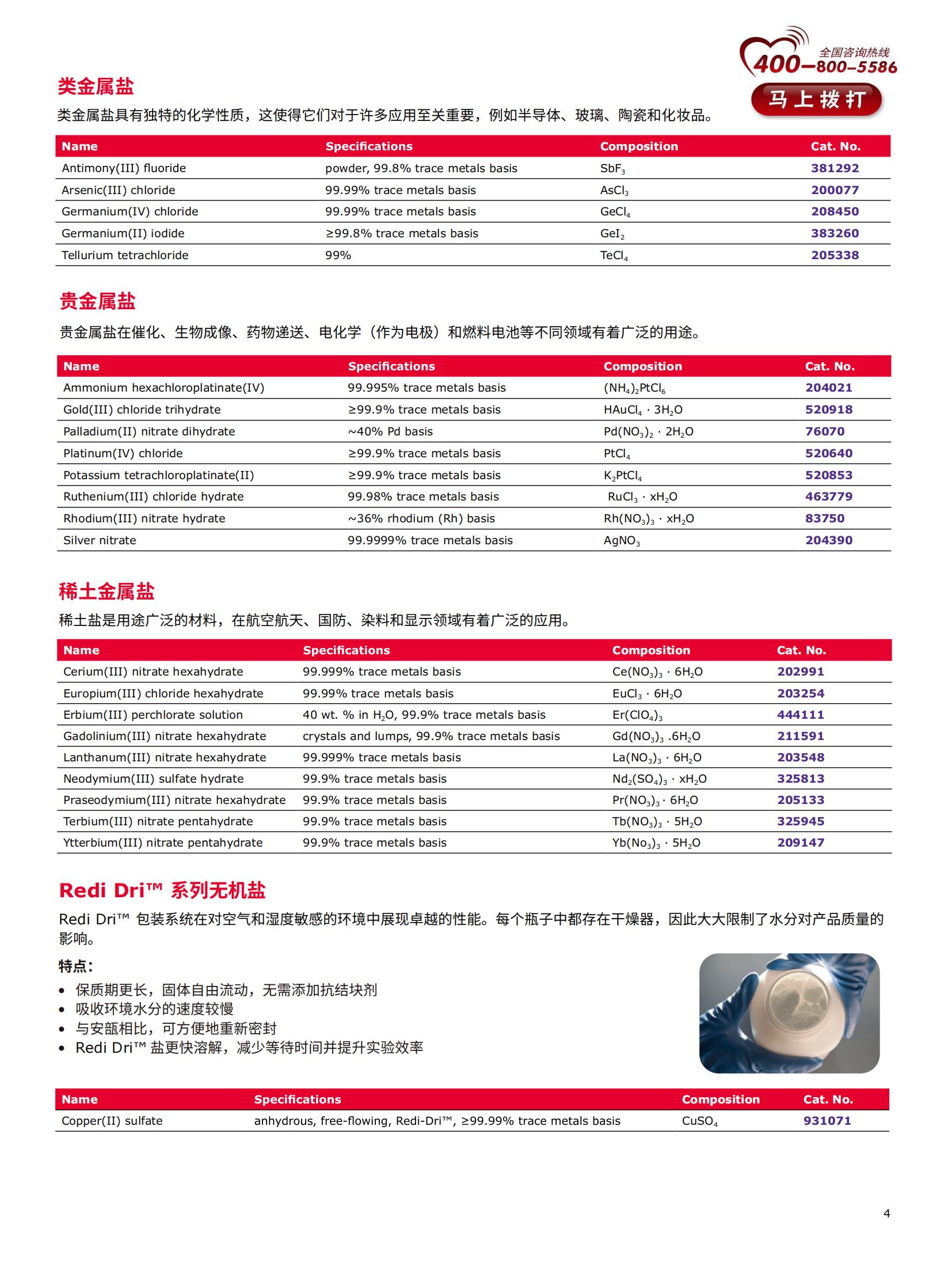 默克高纯金属盐