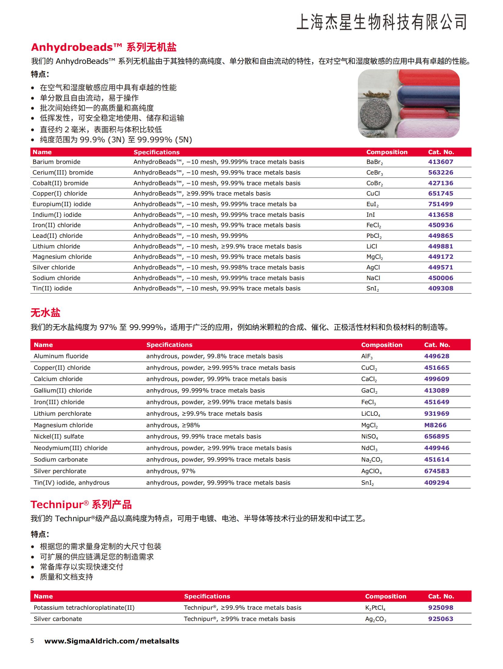 默克高纯金属盐